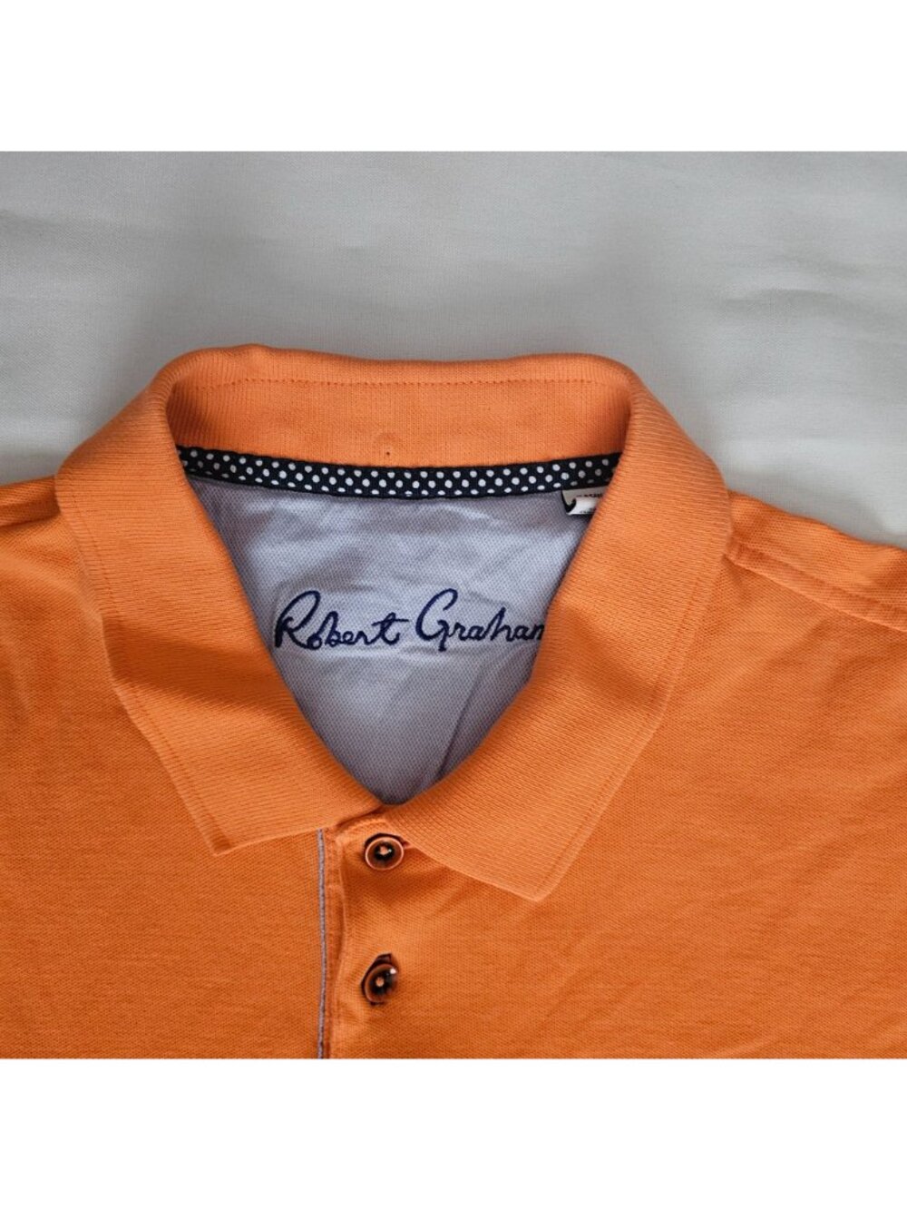 Robert Graham Men's Orange‎ Classic Fit Short Sleeve Polo Shirt Size Large - Picture 6 of 11